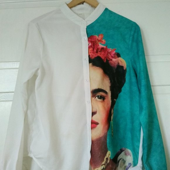 Source Unknown Tops - Frida Kahlo Portrait Print Blouse